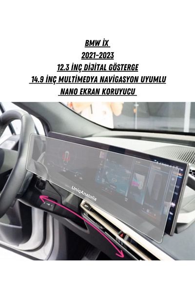 UniqAnatolia Bmw Ix 12.3 Inch Digital Display 14.9 Inch Navigation Compatible Nano Screen Protector 2021 2023