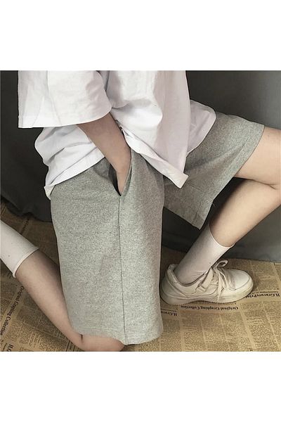 Köstebek Gray Melange Combed Cotton Unisex Summer Shorts