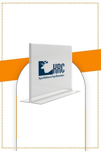 KRCDİJİTAL A4 T Type Horizontal Table Top Transparent Plexi Fountain / Brochure Holder - 5pcs - 210mm X 300mm