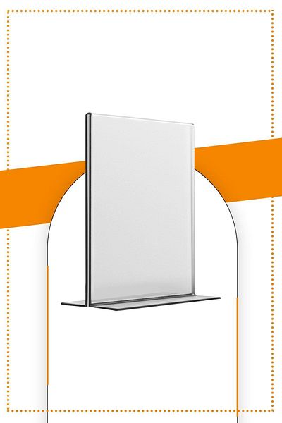 Etias Reklam A4 T Type Vertical Table Top Pack of 20 / 2.8 Mm Transparent Plexi Fountain / Brochure Holder