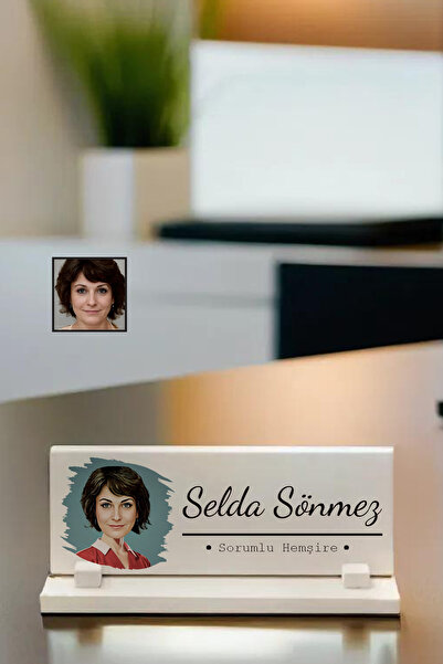 GIFTALI Kişiye Özel İsimli Hemşire  Temalı Karikatürlü   Masaüstü Taş İsimlik