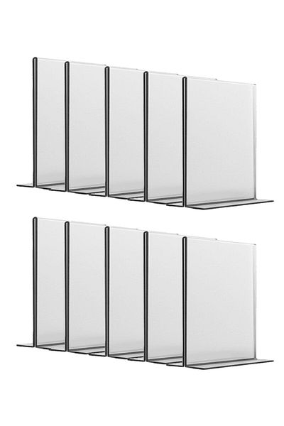 BUBİSTUDİOS 10-Piece T-Type Vertical Desktop 15x21 Cm Transparent Plexi Foil / Brochure Holder