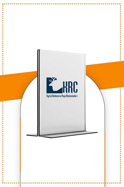 KRCDİJİTAL A4 T Type Vertical Table Top Transparent Plexi Fountain / Brochure Holder - 2pcs - 300mm X 210 Mm