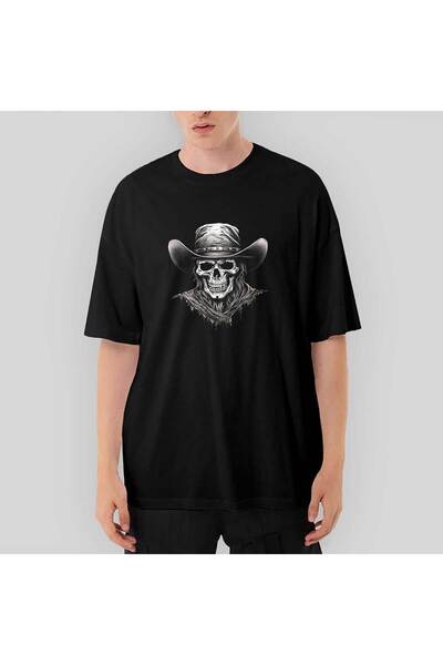 Z zepplin Oversize Cowboy Skull Black T-Shirt