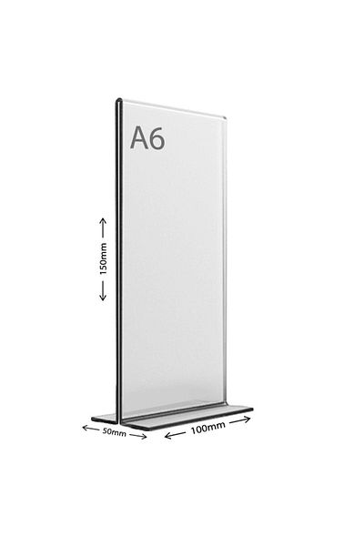 Display Malzeme Dm A6 T Type Vertical Table Top Transparent Plexi Foiling Price 10 Pieces