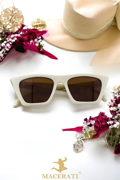 MACERATİ Uv400 1-10 Years Cat Eye Unisex Cream Children's Sunglasses