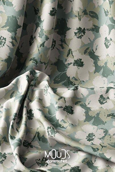 Moud's نسيج منقوش بالزهور الخضراء - طباعة رقمية، عرض 155 سم Kms-49