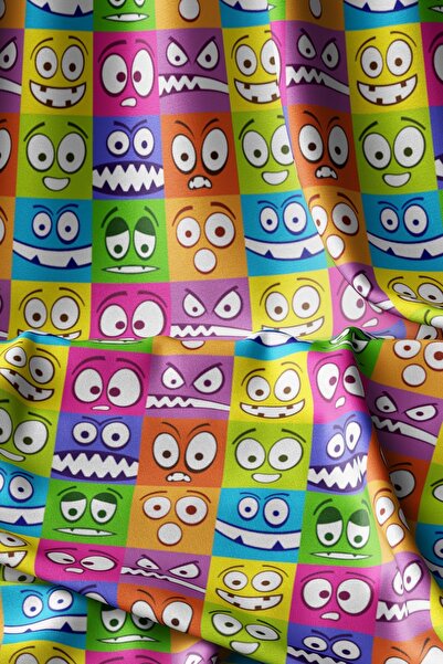 Moud's Цифровий друкований сукняний матеріал - з малюнком Funny Face, ширина ...