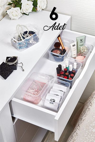 GRİMOR Life 6 Pieces Refrigerator Organizer Basket - Multi-Purpose Closet Organizer