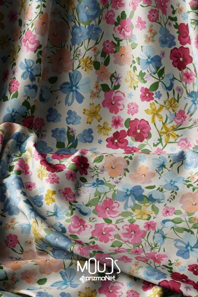 Moud's Пастельні кольори з квітковим візерунком, шовковиста текстура - 155 см...