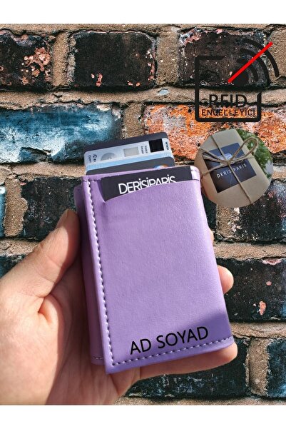 YNS LEATHER Mekanizmalı Kadın Cüzdan Kartlık Cüzdan Isim Baskılı Kişiye Özel