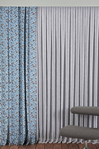 VANESSA PERDE Нов сезон естествен памучен завесен фон с принт - събран с екстра за прав шев за всекидневна, кухня и фоайе