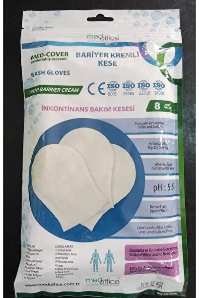 MED-COVER Med Cover Bariyer Kremli Kese - Yatan Hasta Vücut Bakım Kesesi (10'...