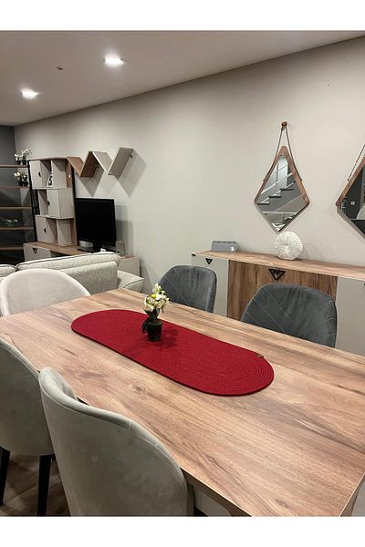 Türkmen Ev Tekstil American Service Jute and Wicker Runner - Supla Table and Coffee Table Cover Decor Presentation