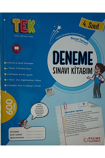 Palme Yayınevi 4.SINIF TEK TÜM DERSLER DENEME SINAVI KİTABIM "YENİ"