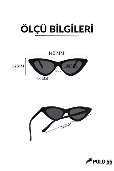 Mathilda Aksesuar Black Cat Eye Women's Sunglasses - Framed Design