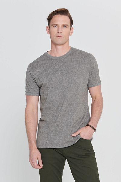 AC&Co / Altınyıldız Classics Ανδρικό T-shirt Melange Slim Fit Crew Lack, βαμβακερό πικέ