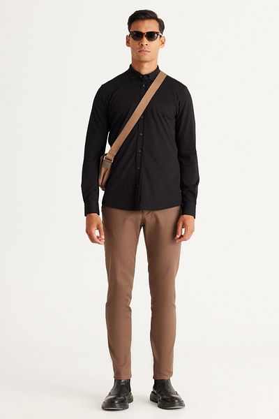ALTINYILDIZ CLASSICS Ανδρικό Camel Slim Fit Slim Fit Πλαϊνή τσέπη Βαμβακερό ευέλικτο άνετο παντελόνι Dobby