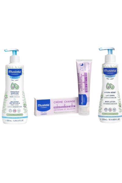 Mustela Bebek Bakım Seti (500ml Şampuan+300ml Vücut Losyon+100 Ml Pişik Önley...