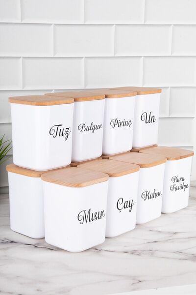 DNS HOME 900ml Food Set - 12 Pieces Porcelain Look Wooden Vacuum Storage Container