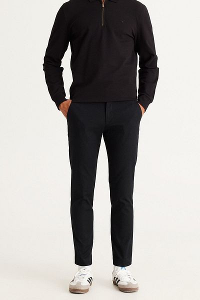 ALTINYILDIZ CLASSICS Men's Black Slim Fit Slim Fit Side Pocket Cotton Flexible Comfortable Dobby Trousers