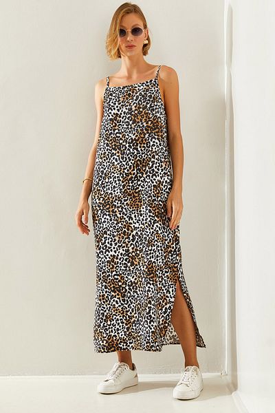 Bianco Lucci Patterned Slit Rope Strap Women's Dress - Fr02360251436