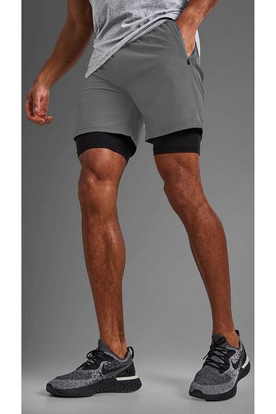 Man Of Man Black Unisex Gym And Fitness Fitness Lined Tights Shorts
