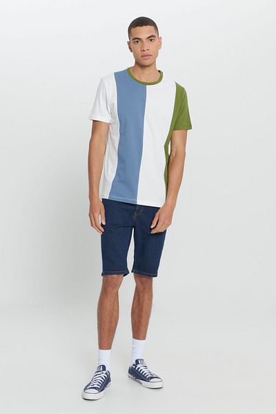 AC&Co / Altınyıldız Classics Pánské tričko Ecru-Khaki Standard Fit Regular Fit 100% bavlna s potištěným výstřihem