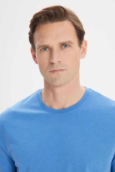 ALTINYILDIZ CLASSICS Ανδρικό μπλουζάκι Indigo Slim Fit Crew Neck από 100% βαμβάκι