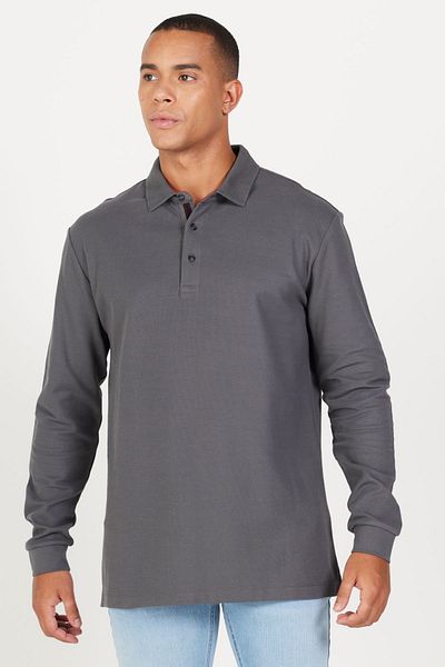 ALTINYILDIZ CLASSICS Ανδρικό μπλουζάκι ανθρακί Slim Fit Slim Fit Polo γιακά 100% βαμβάκι κηρήθρα