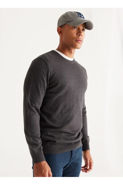 ALTINYILDIZ CLASSICS Ανδρικό πουλόβερ Six Star Classics Crew Neck Standard Anthracite Melange 4A 4924100061