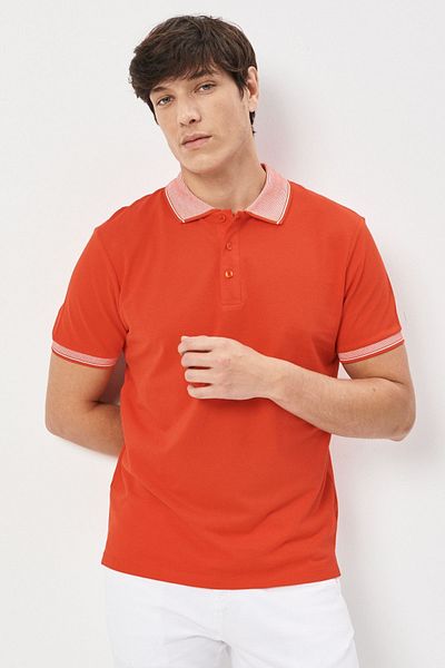AC&Co / Altınyıldız Classics Ανδρικό μπλουζάκι Polo γιακά με μοτίβο λουλουδιών με λεπτή εφαρμογή - Βαμβακερό ύφασμα που δεν συρρικνώνεται