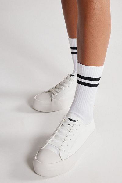 AC&Co / Altınyıldız Classics Men's White Lace-Up Flexible Comfortable Sole Patternless Sneaker Shoes