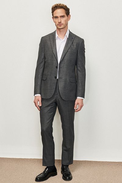 ALTINYILDIZ CLASSICS Ανδρικό κοστούμι Anthracite Slim Fit Slim Fit Swallow Collar με σχέδιο