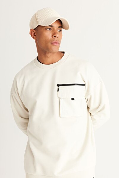 AC&Co / Altınyıldız Classics Ανδρικό μπλουζάκι με φλις φλις μακρόστενο oversize με λαιμόκοψη 100% βαμβάκι