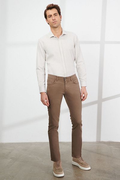 ALTINYILDIZ CLASSICS Ανδρικό άνετο παντελόνι Mink Color 360 Degree Slim Fit