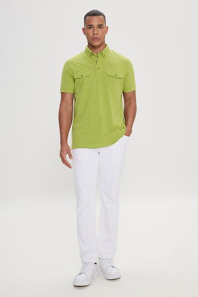 ALTINYILDIZ CLASSICS Ανδρικό βαμβακερό μπλουζάκι Polo Neck Slim Fit Pistachio Green