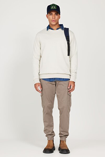 AC&Co / Altınyıldız Classics Ανδρικό μπλουζάκι Water Green Standard Fit Regular Cut Crew λαιμόκοψη με 3 κλωστές βαμβακερό φούτερ