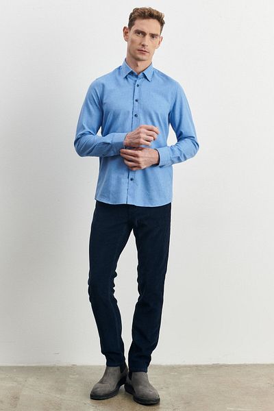 ALTINYILDIZ CLASSICS Εύκαμπτο βελούδινο ανδρικό Navy Blue Slim Fit Slim Fit