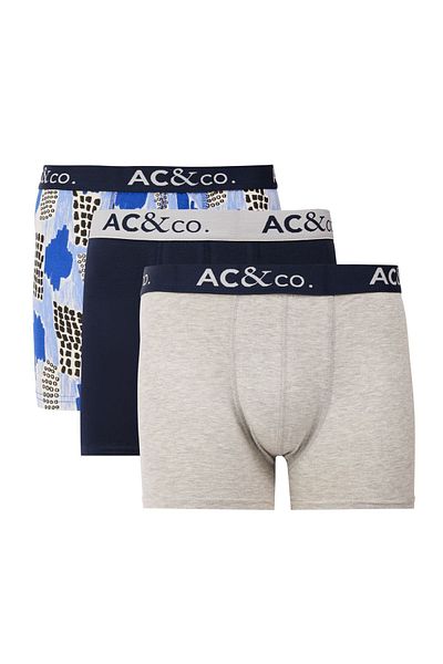 AC&Co / Altınyıldız Classics Πακέτο Boxer ανδρικού Navy Blue-Grey 3 τεμαχίων εύκαμπτο βαμβακερό