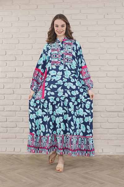 mervemoda Γυναικείο υφαντό φόρεμα με κουμπιά μπροστά σε μέγεθος