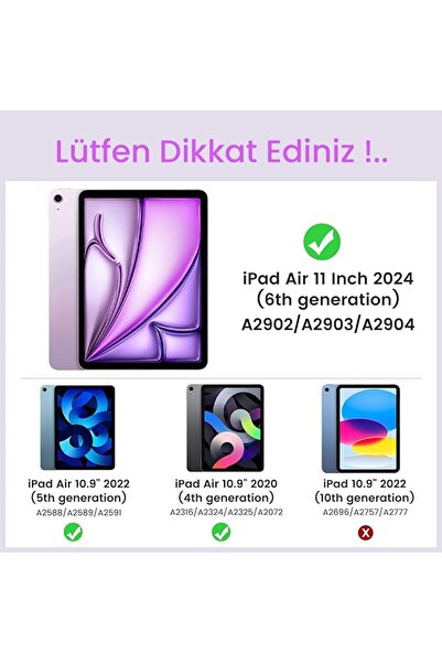 ZMOBILE İpad Air 11" M2 2024 6. Nesil Uyumlu Kılıf Simplism 360 Dönen Yatay Dikey Standlı Kalemlikli