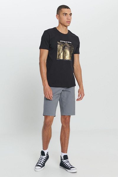 AC&Co / Altınyıldız Classics Schwarzes T-Shirt mit Rundhalsausschnitt und Standard-Passform für Herren, 100 % Baumwolle, bedruckt, regulärer Schnitt