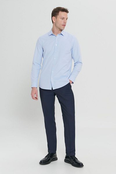 ALTINYILDIZ CLASSICS Ανδρικό πουκάμισο γαλάζιο Slim Fit - Κλασικό γιακά, Βαμβακερό Dobby