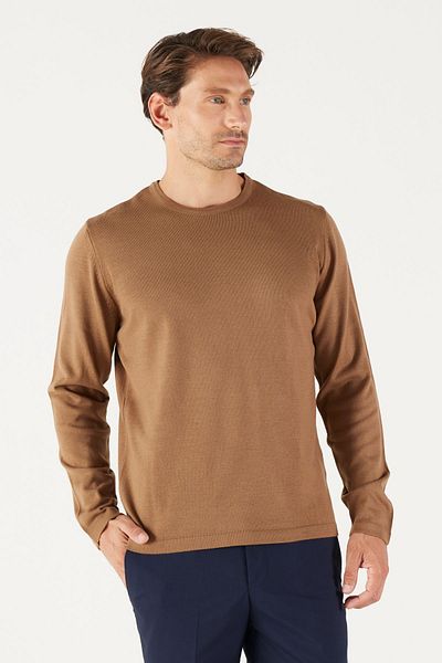 AC&Co / Altınyıldız Classics Πλεκτό πουλόβερ ανδρικό Mink Standard Fit Normal Cut Warm Crew Neck