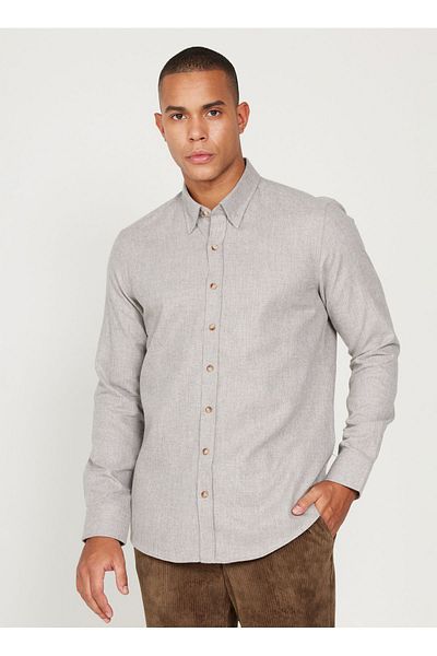 ALTINYILDIZ CLASSICS Šestihvězdičková béžová Slim Fit pánská košile – límec s knoflíky 4A2024100192