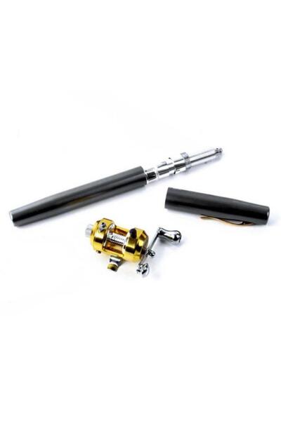 Profisher Süper Mini Cep Kalem Olta 23 cm Karbon/Alüminyum Kamp Seyahat Siyah