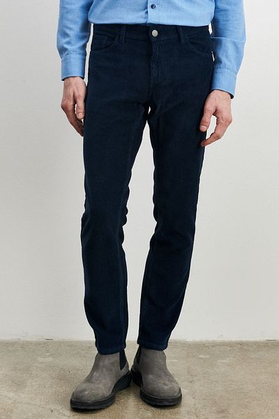 ALTINYILDIZ CLASSICS Εύκαμπτο βελούδινο ανδρικό Navy Blue Slim Fit Slim Fit