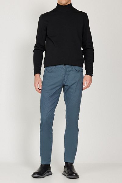 ALTINYILDIZ CLASSICS Чоловічі бавовняні штани з візерунком Indigo Slim Fit з 5 кишенями