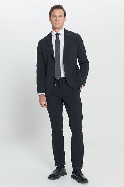 ALTINYILDIZ CLASSICS Pánský tmavý námořnický oblek Slim Fit Slim Fit Mono Collar Suit